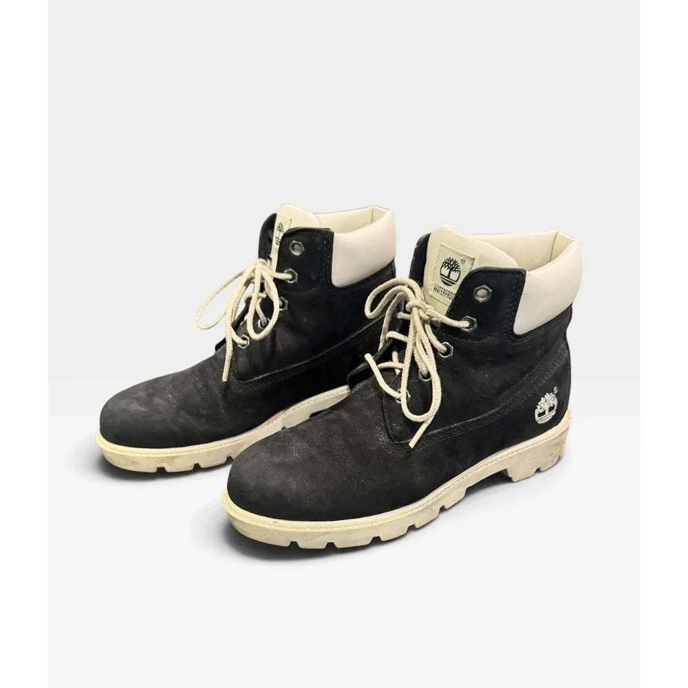 Timberland 6 Inch Waterproof Boots Black Cream Big Kids Youth Size 3